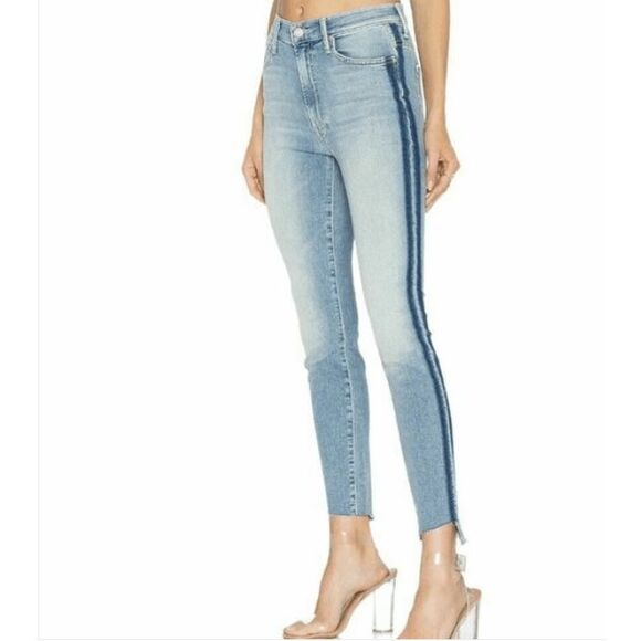 Mother Jeans The Stunner Zip Ankle Step Fray Jeans Light Kitty Racer Size 28 - Picture 1 of 16